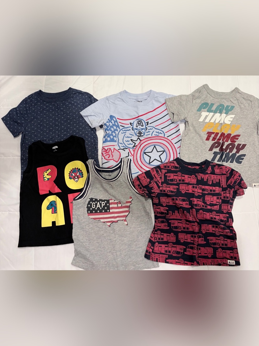 Toddler Boy Shirt Bundle 2T GAP Old Navy Marvel Summer Tees Tanks Lot of 6